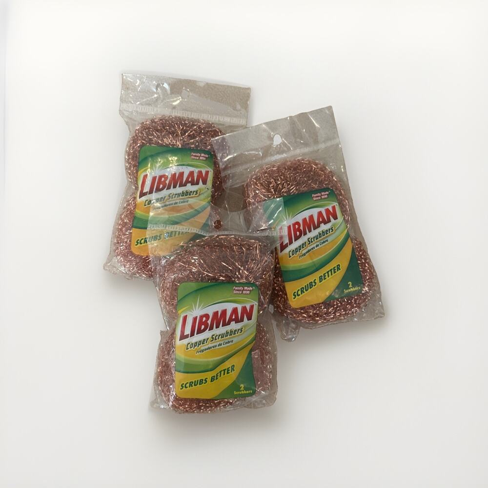 Lot of 3x Pack of 2, Libman Copper Scrubbers (6 Total) New Sealed